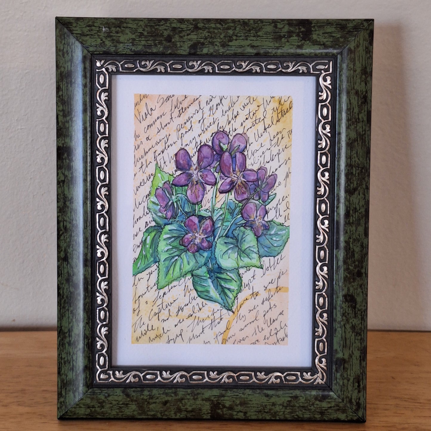 Original - Vintage Violets - Framed Watercolor