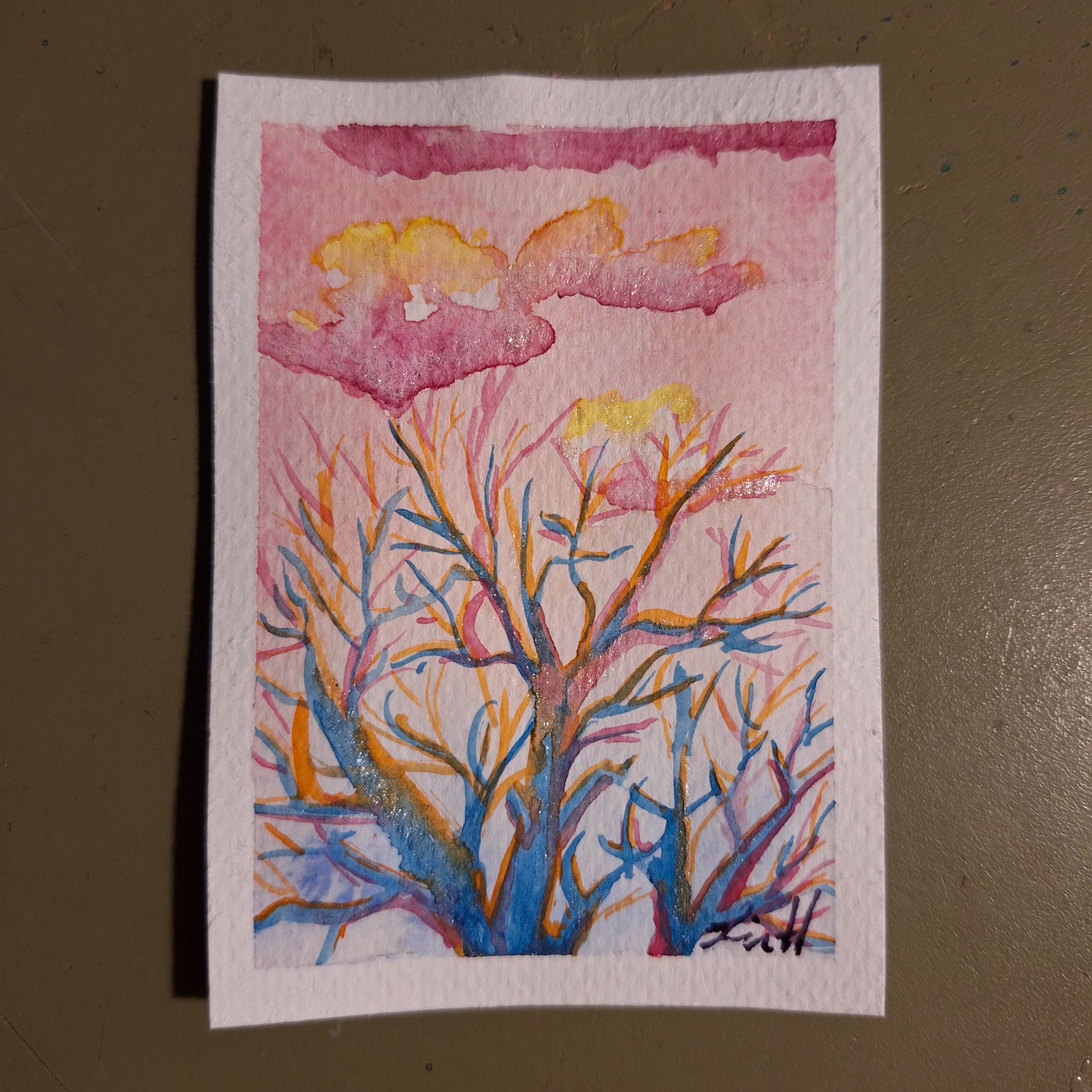 ACEO - Sunset Tree