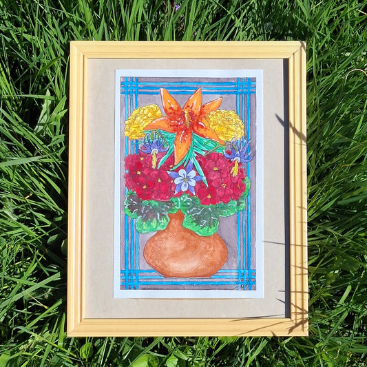 Original - Rage Bouquet - Framed Watercolor
