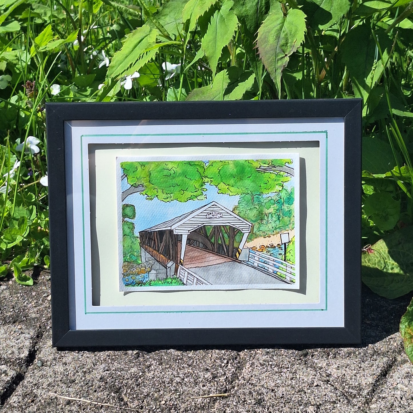 Original - Covered Bridge 1 - Framed Watercolor