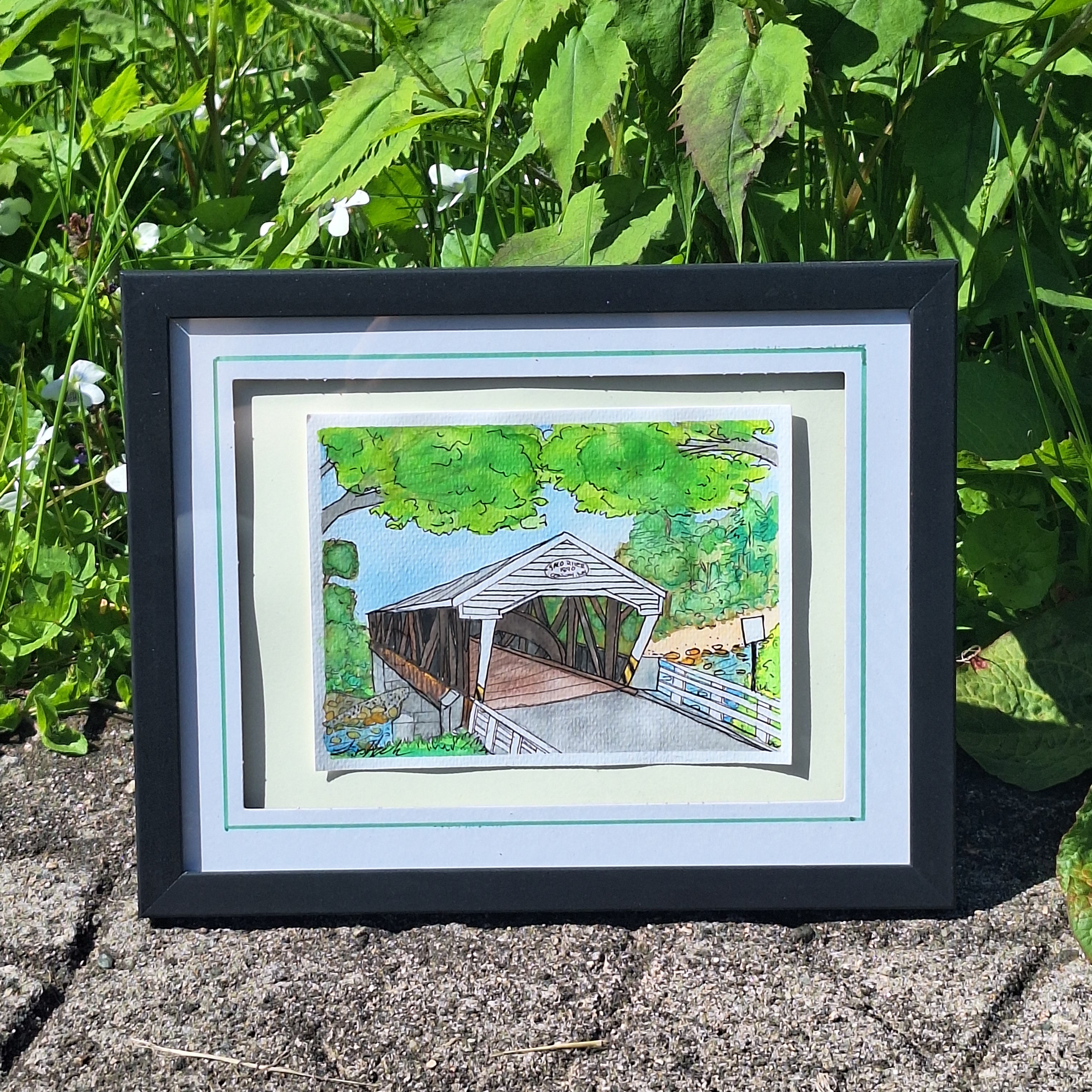 Original - Covered Bridge 1 - Framed Watercolor