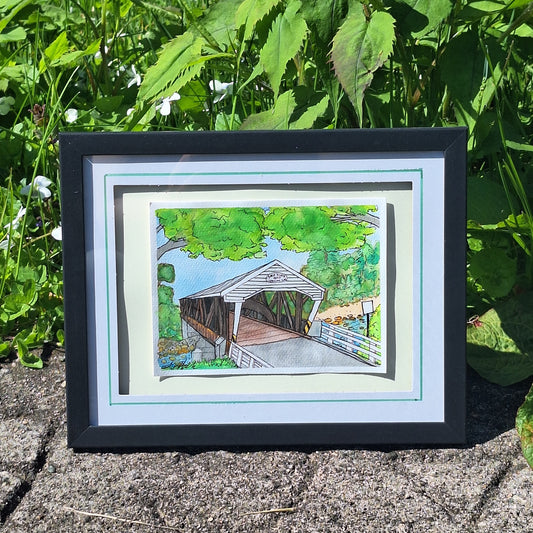 Original - Covered Bridge 1 - Framed Watercolor