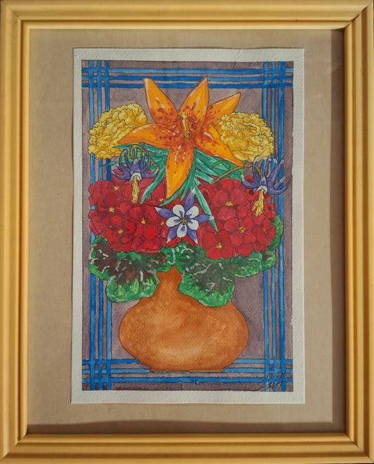 Original - Rage Bouquet - Framed Watercolor